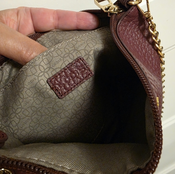 Lodis Burgundy Leather Crossbody with Gold Chain - Picture 8 of 8